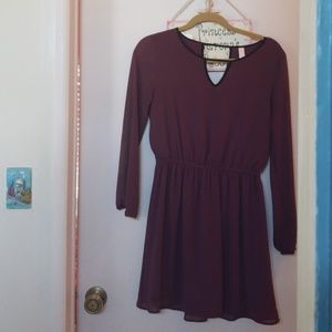Burgundy knee length dress